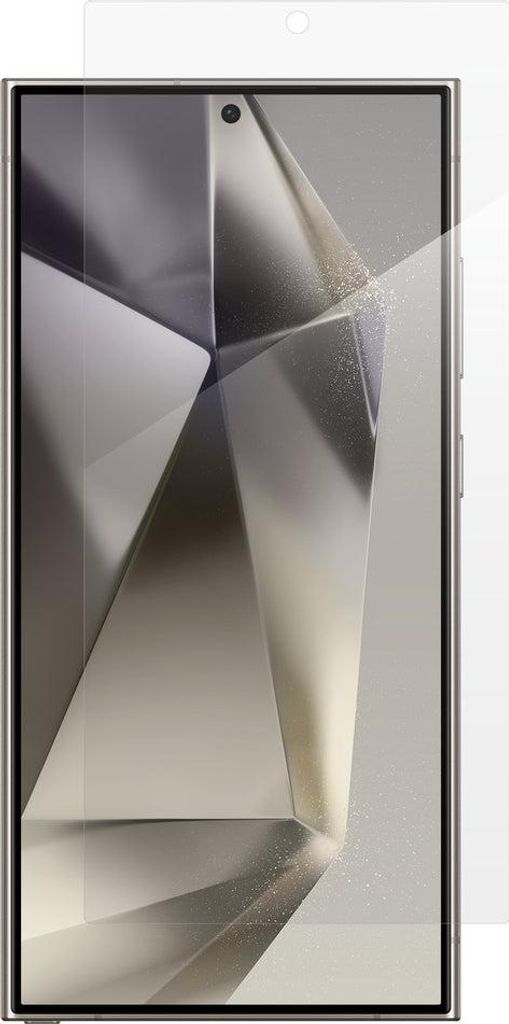 A screen protector is being applied to a smartphone.