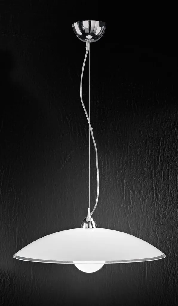 Suspension en Verre 6004 Perenz Srl, Lustre Moderne Blanc E27 Ø55cm