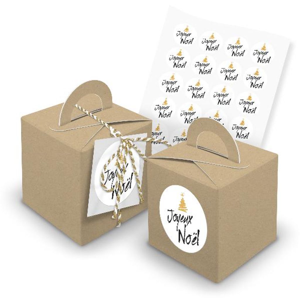 itenga SET 24x Würfelboxen mit Griff Braun (V34) + Motivsticker (M156)