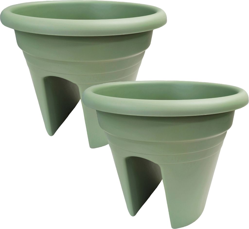 Balkongeländertopf Mediterran 2-fach - Ø 30 cm - Altgrün - 2 Stk