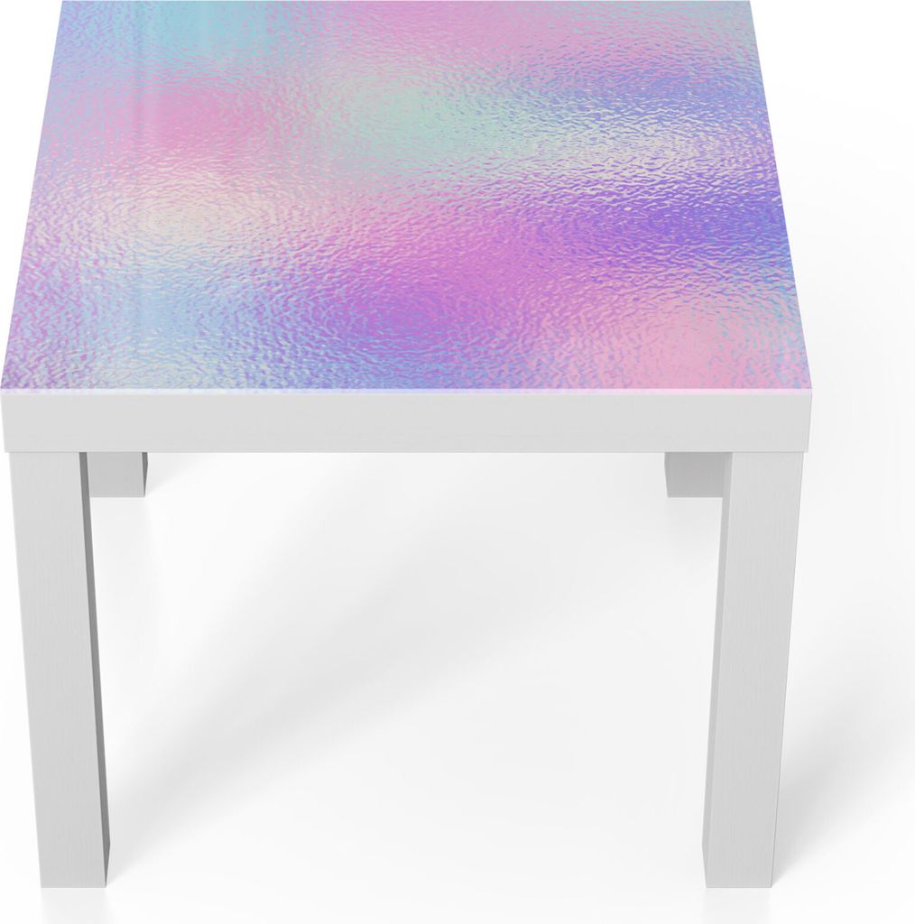 DEQORI Couchtisch 55x55 cm Weiß 'Milchglas vor Pastell' Glas Beistelltisch