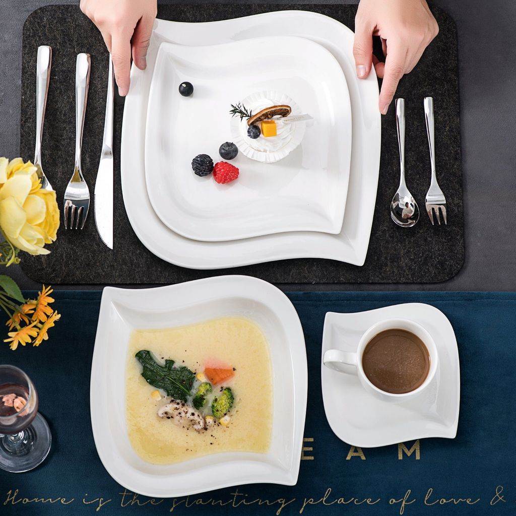 MALACASA, Serie Elvira, 60 Tlg. Cremeweiß Porzellan Produktbild 6