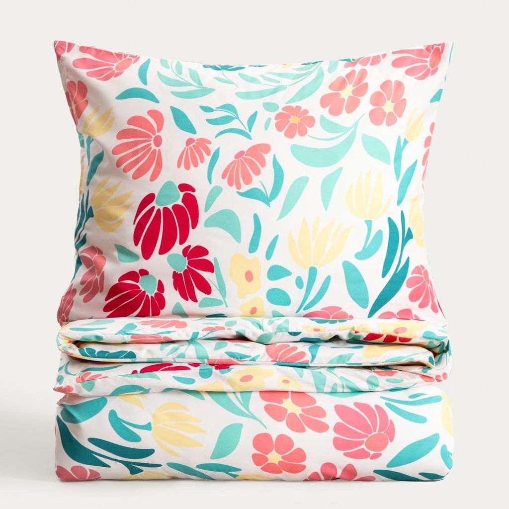 HOMLA CALEYA Bettwäsche aus Mikrofaser mit Blumenmuster 140x200 + 1*70x80 cm