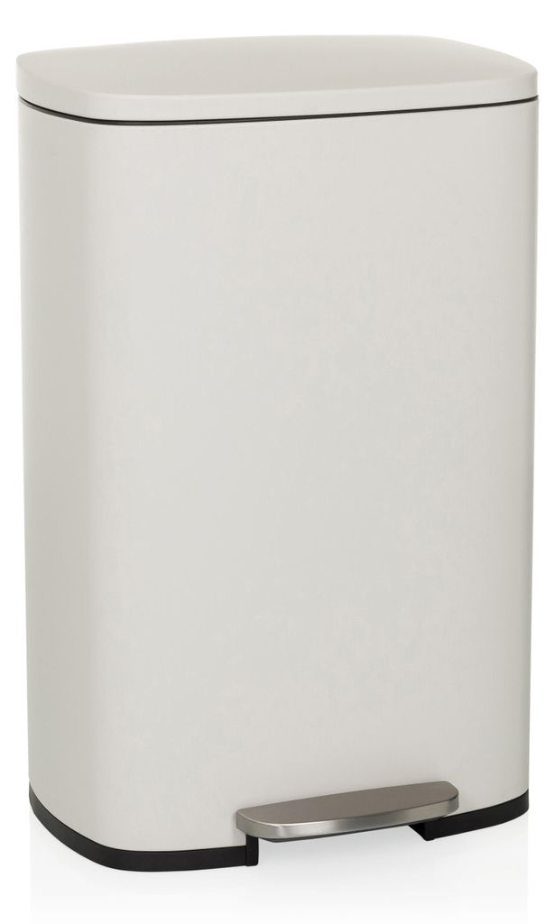 hjh OFFICE Mülleimer 50 Liter CLEAN XV Abfalleimer Mülltrenner rechteckig für Küche, Büro mit Step-On 64.0 x 30.0 x 42.5 cm