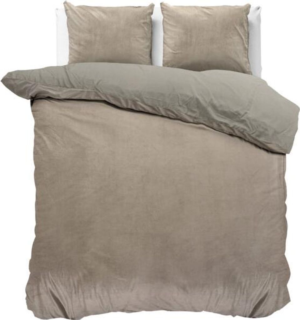 Sleeptime Velvet uni Taupe/Grau 200 x 200/220 cm