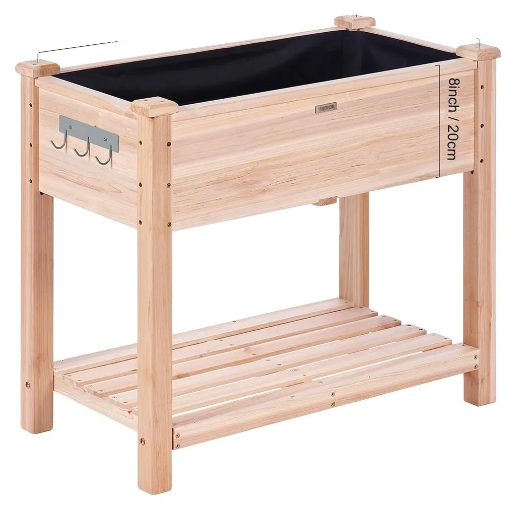 Jardinière surélevée en bois type A bac à fleurs robuste 100cm