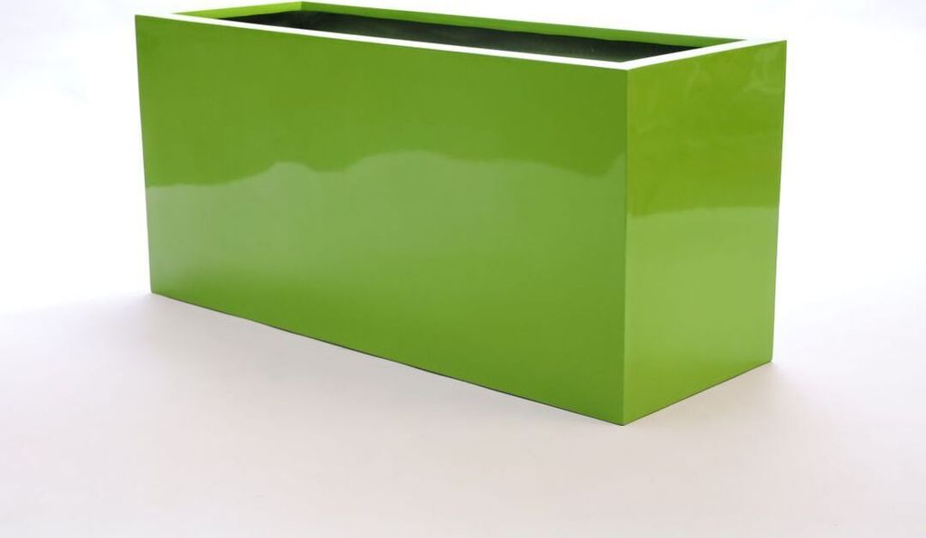 Elegant Einrichten | Pflanzkübel | Fiberglas | rechteckig | 84x30x40cm | hochglanz avocado grün