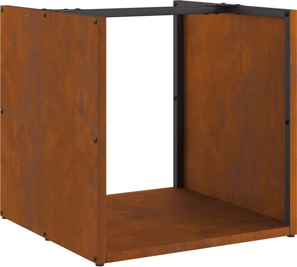 Portalegna di Design 40x40x40 Acciaio Weathering Steel per Camino