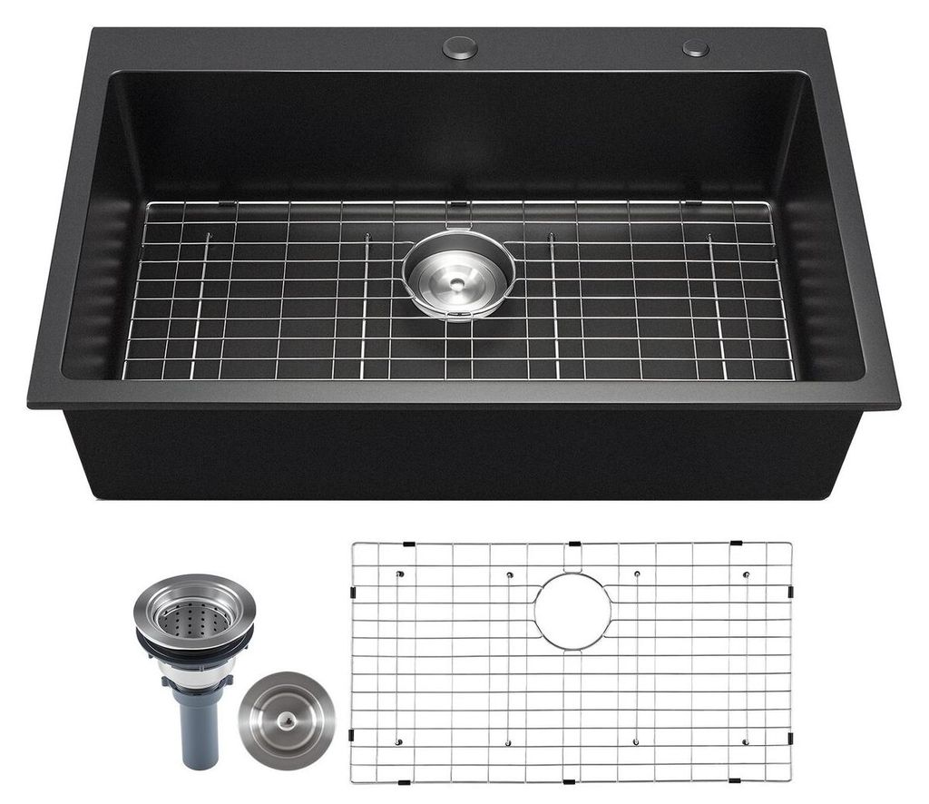 84 cm Granite Kitchen Sink Top Mount Single Bowl Drop-In Basin for RV Bar