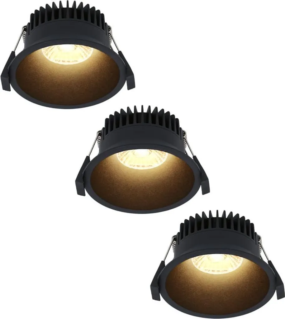 HOFTRONIC Spots LED encastrables 3x10W 2700K Noir IP44 Anti-éblouissement