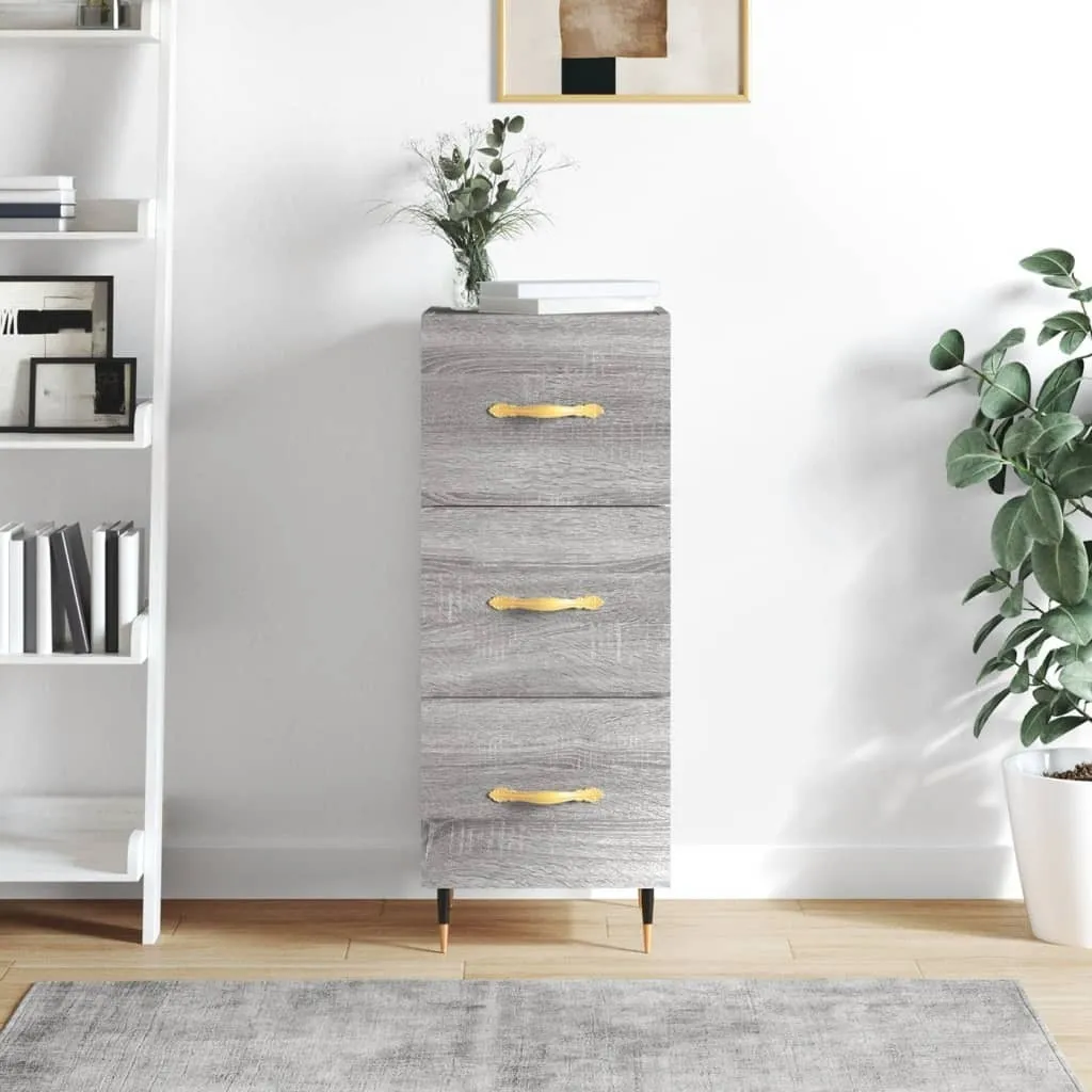 The Living Store Credenza Grigio Sonoma 34,5x34x90 cm Materiale legno