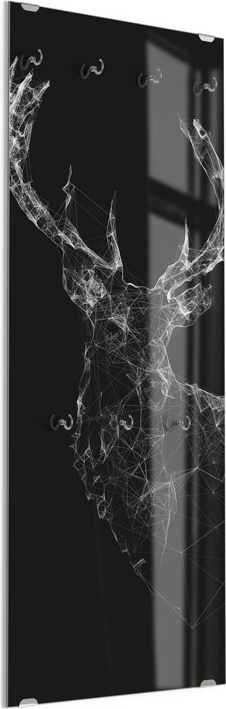 DEQORI Kleiderhaken aus Glas 50x125 cm 'Digitalisierter Hirsch' Wand Garderobe Haken