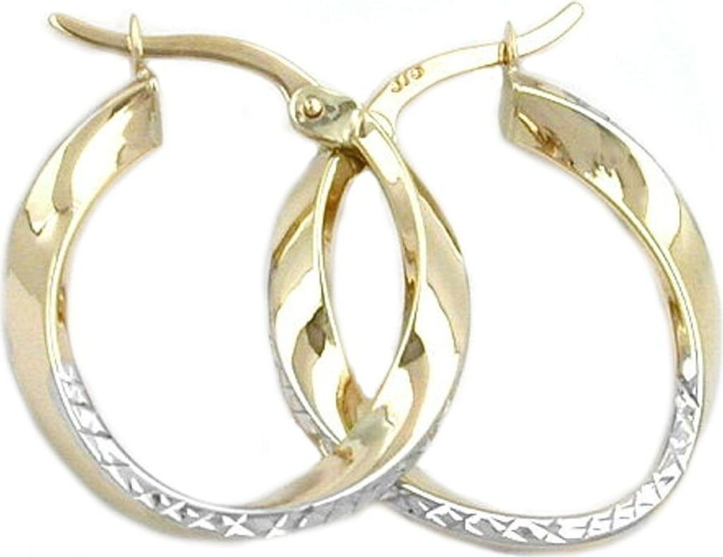 Creole Creolen Ohrringe aus 375 Gold Gelbgold rhodiniert oval gedreht Damen
