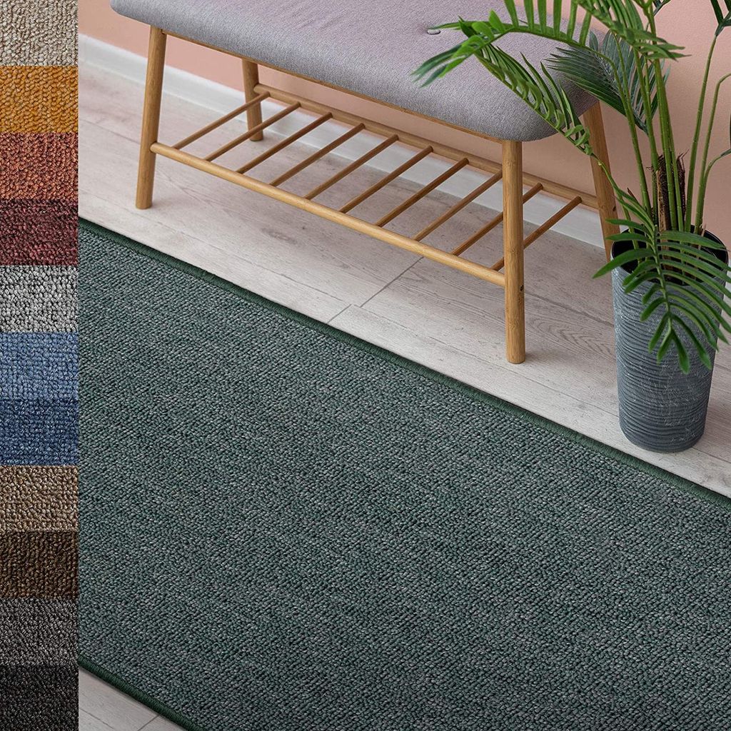 Teppich London pflegeleichter flacher Schlingenflor Wohnteppich Grün 200x290 cm