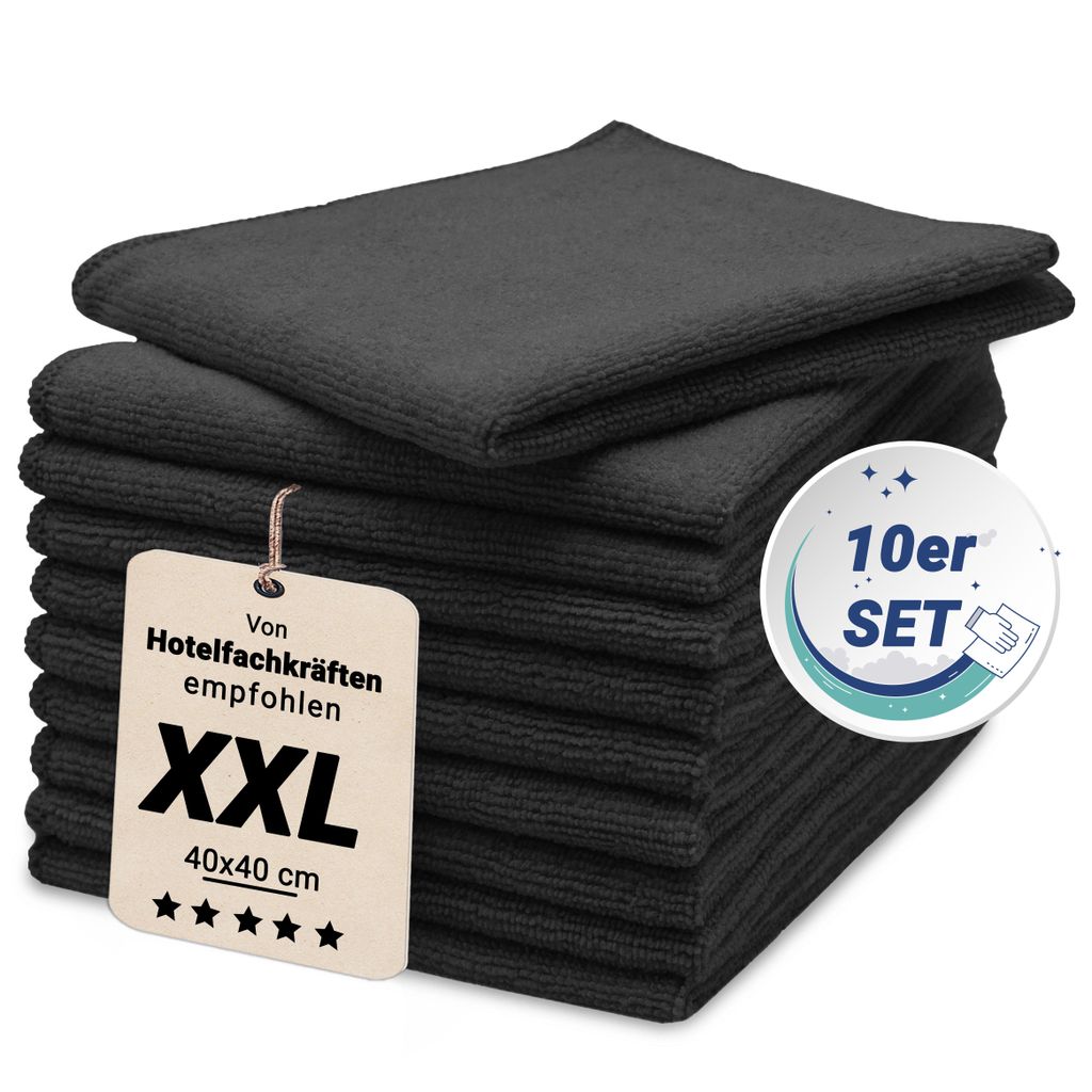 10er Set Mikrofasertuch, 40x40 cm, schwarz Produktbild 