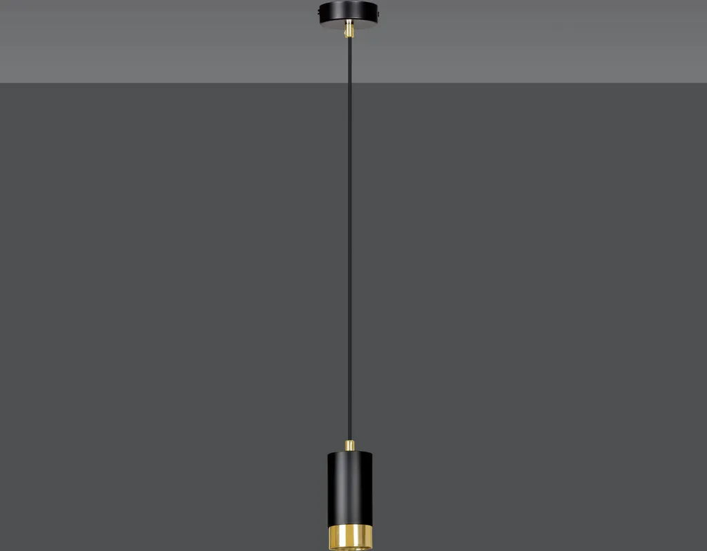Suspension Cylindrique 1xGU10 30W Fumiko - Finition Métal Noir et Or Luxe