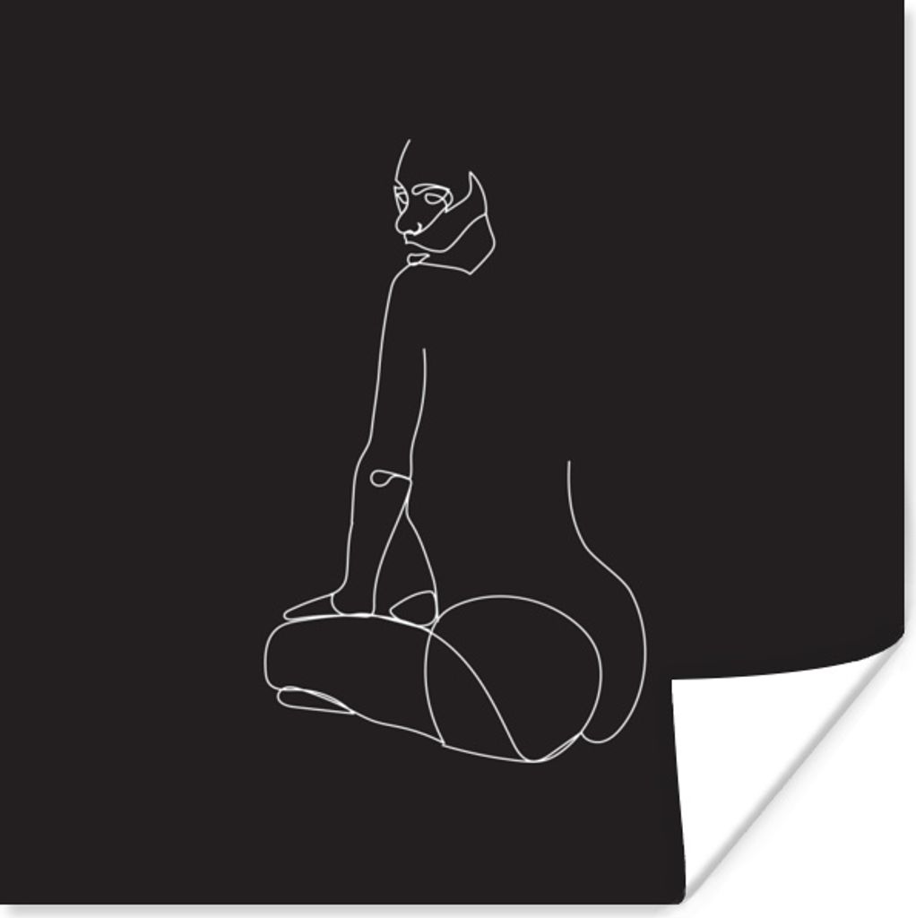 MuchoWow® Poster Frau - Strichzeichnung - Rückseite 100x100 Produktbild 