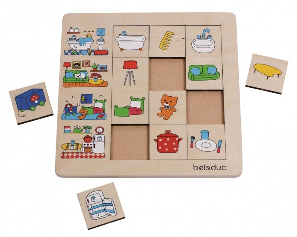 Beleduc Holz Sortierpuzzle Haus - Lernspielzeug 12 Teile