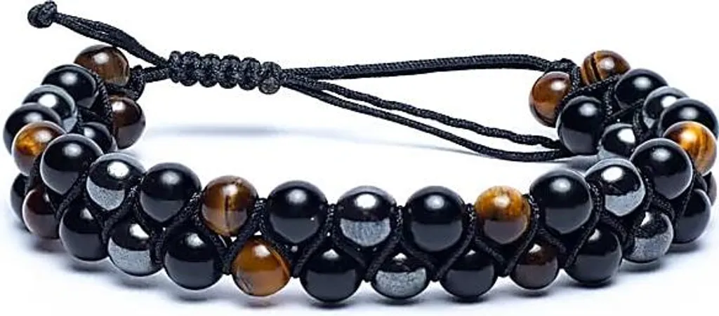 Bracelet de protection en pierres naturelles perles 6mm ajustable x2
