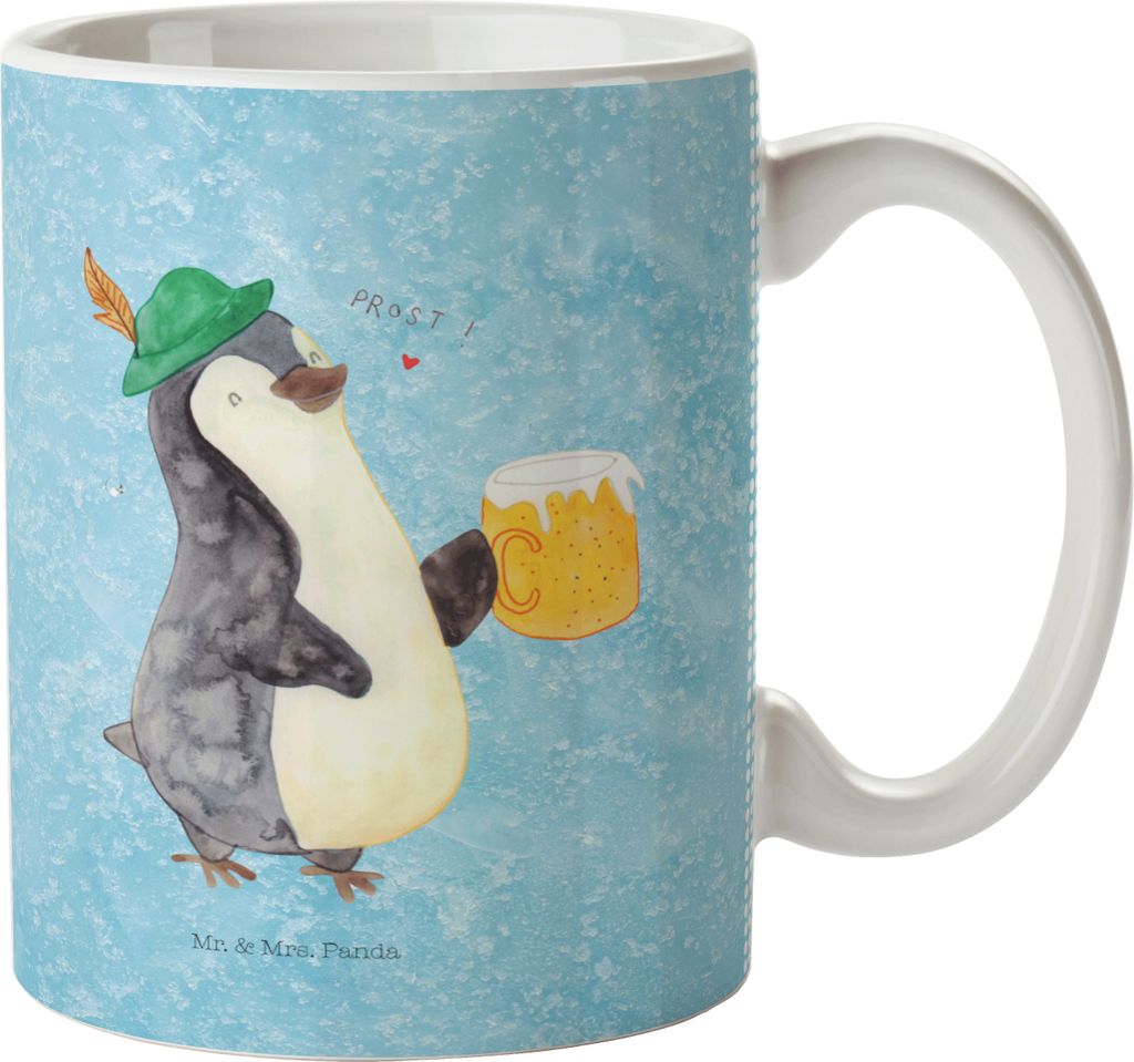 Mr. & Mrs. Panda Pott Pinguin Bier - Eisblau - Geschenk, Kindergarten Tasse, Trinklernbecher, Plastikbecher, , Kinderbecher, Beschwippst, Mehrwegbe...