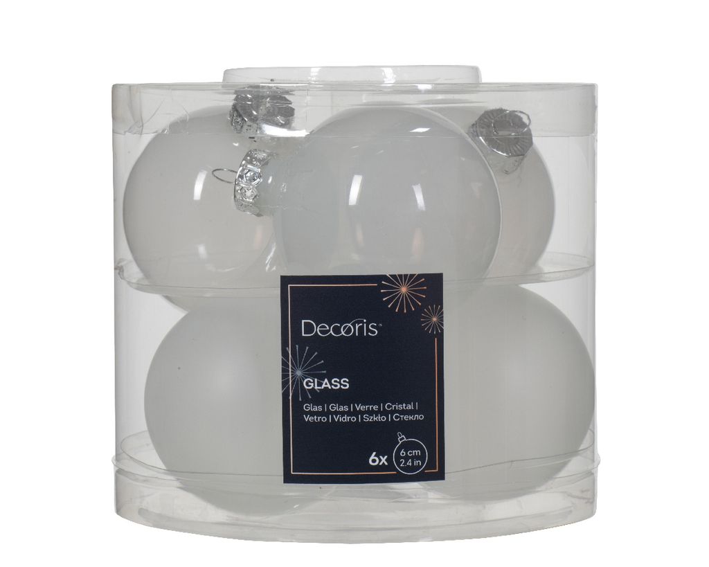 Weihnachtskugeln Glas 6cm x 6 Stück - Winterweiss Produktbild 