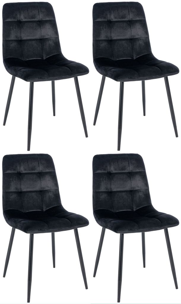CLP 4er Set Esszimmerstühle Antibes Samtbezüge bis 150 kg belastbar,schwarz