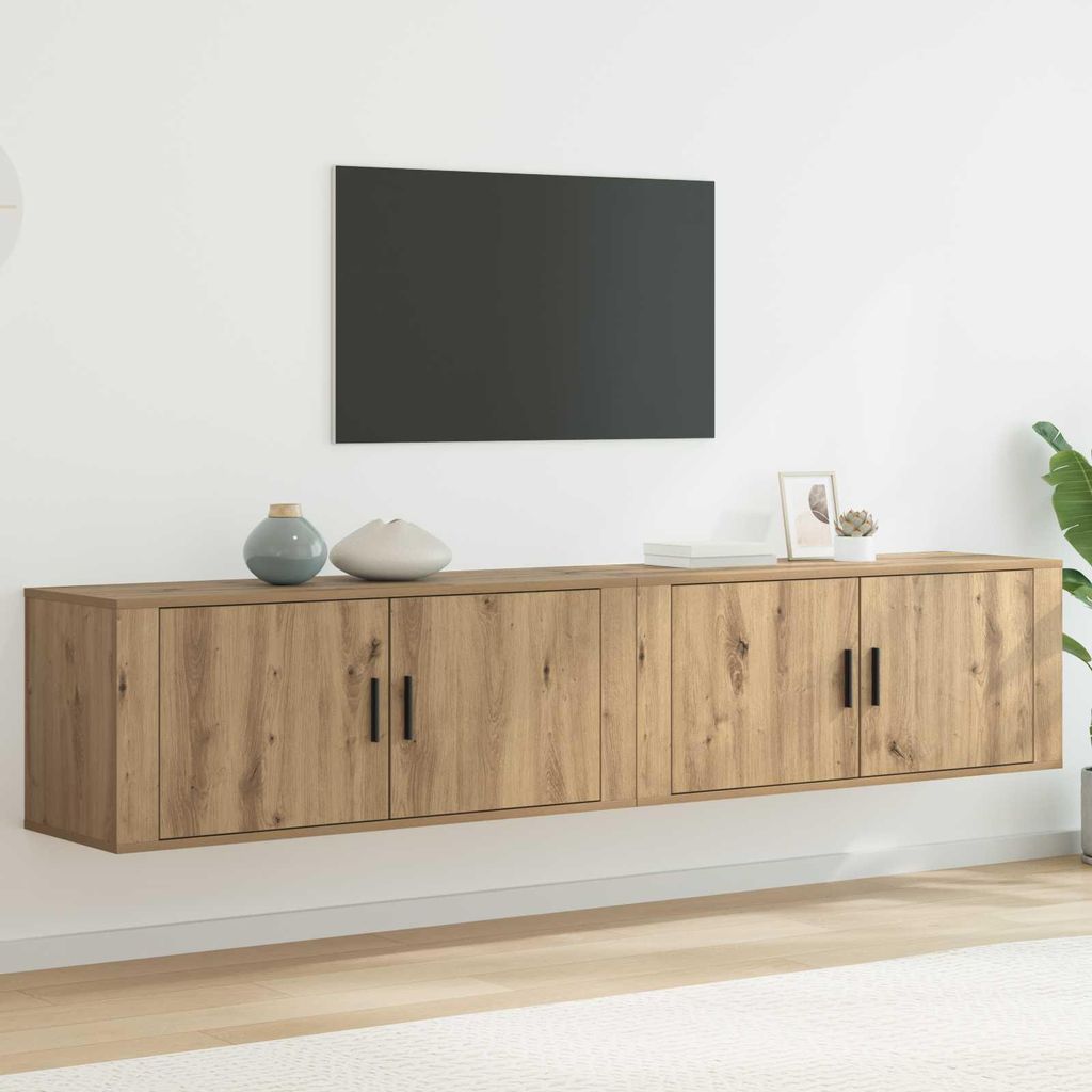 "Schlussverkauf" Wand-TV-Schrank Set 2 Stück - WohnzimmerTV-Möbel/TV-Tisch - Artisan-Eiche 100x34,5x40 cm C14436