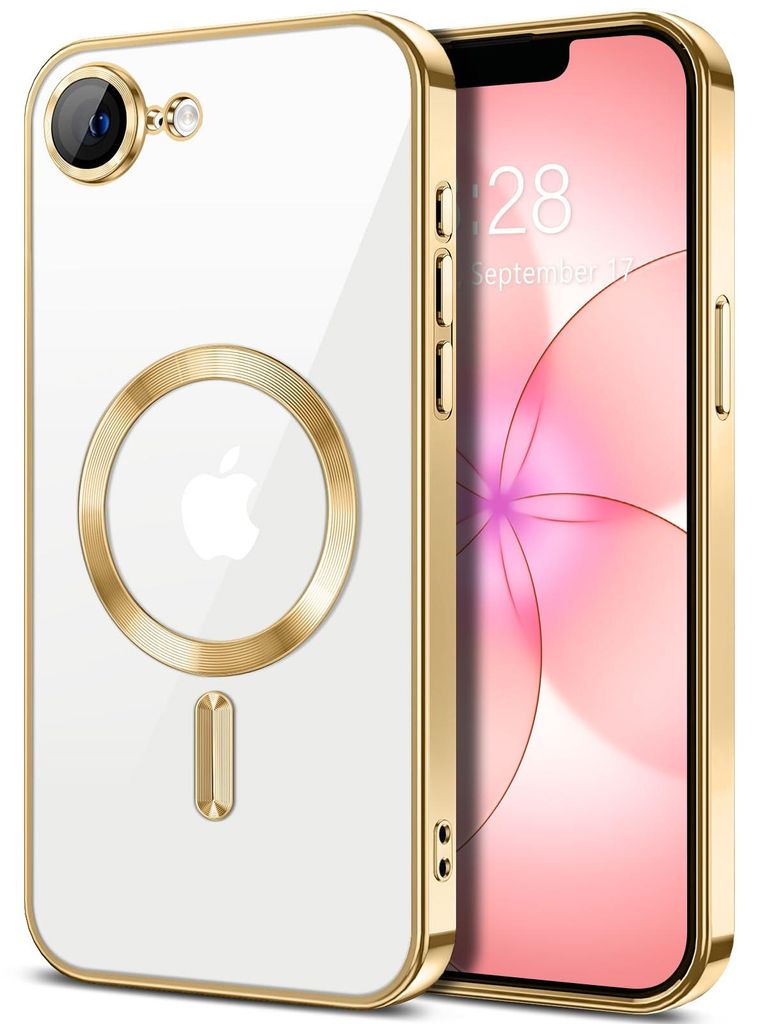 Weiche Klar Hülle für iPhone 17e, Kameraschutz, Kompatibel mit MagSafe, Elektroplattiert TPU Handyhülle Gold