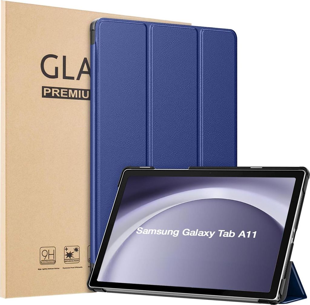 Schutzhülle + 2x 9H Display Glas für Samsung Galaxy Tab A11 2025 8.7 Zoll Cover Case Schutz Tablet Farbe: Dunkelblau
