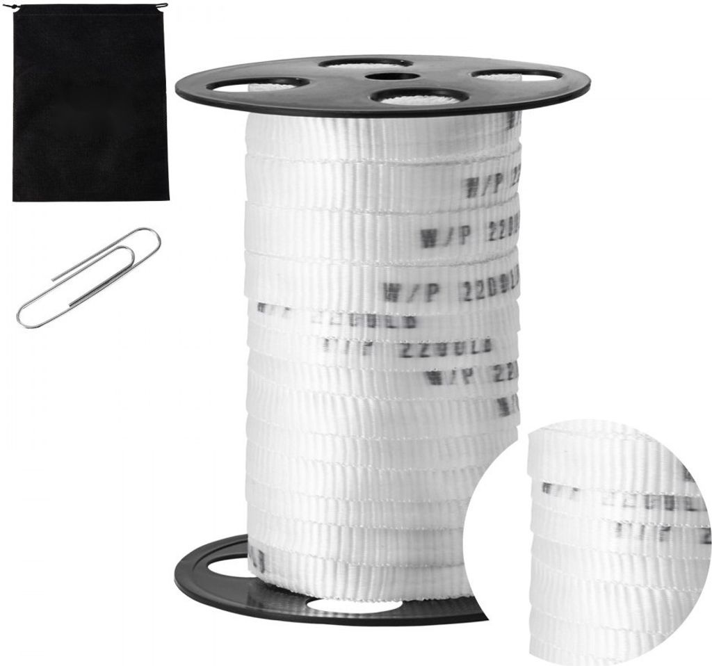 Polyester-Zugband - Lang 33 m x Breite 1,6 cm - Zugkapazität 998 kgf - Bedrucktes Gurtband zum Kabelziehen - Für Verpackung, Gartenarbeit, gewerb...