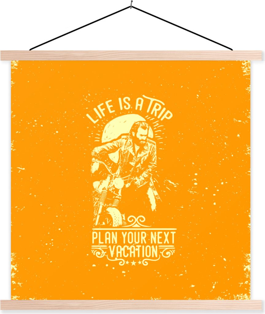 MuchoWow Textilposter Jahrgang - Motorrad - Design 120x120 cm mit holzfarbenen Rahmen - Textil-Poster
