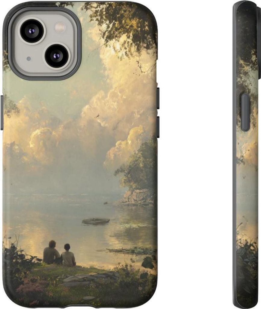 Idyllische Freundschaft am Seeufer – Hülle Kompatibel mit iPhone 14