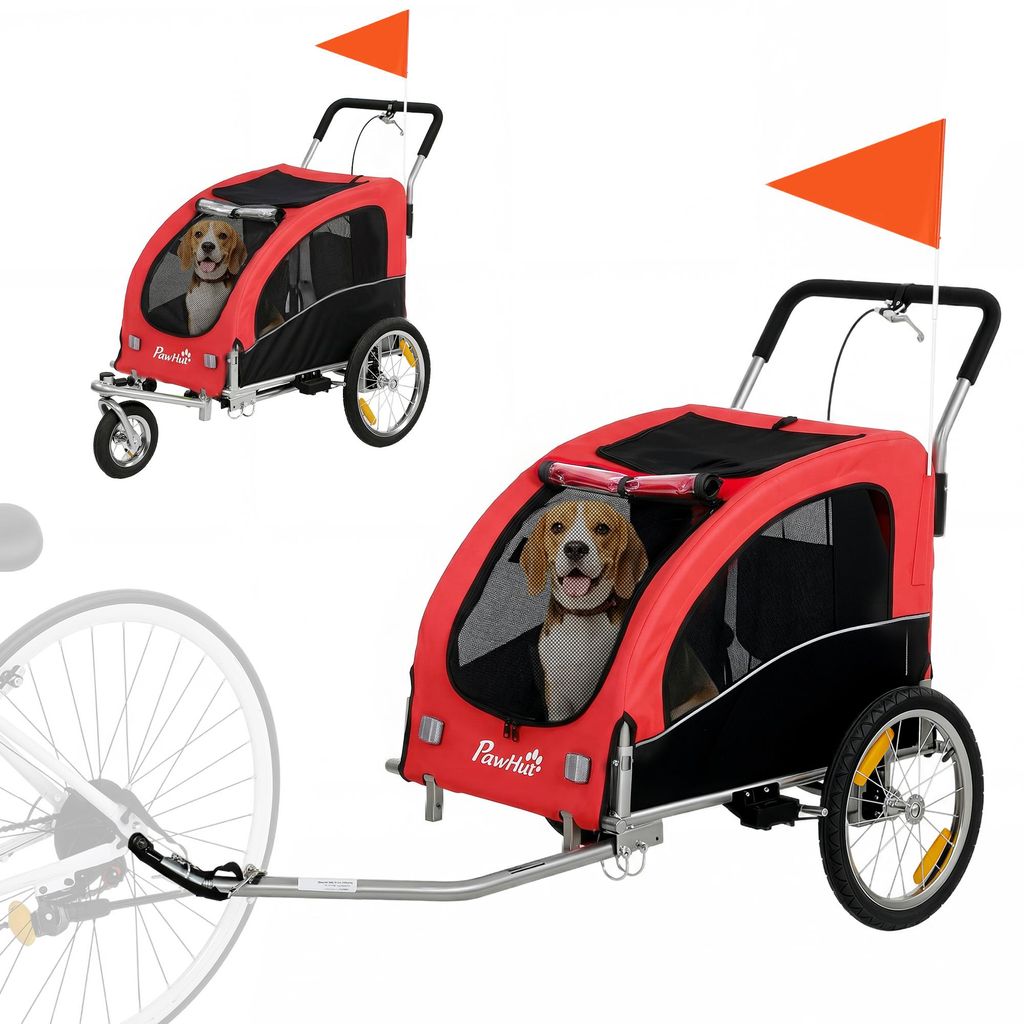 PawHut 2-in-1 Hundeanhänger für Fahrrad Hundebuggy für Produktbild 