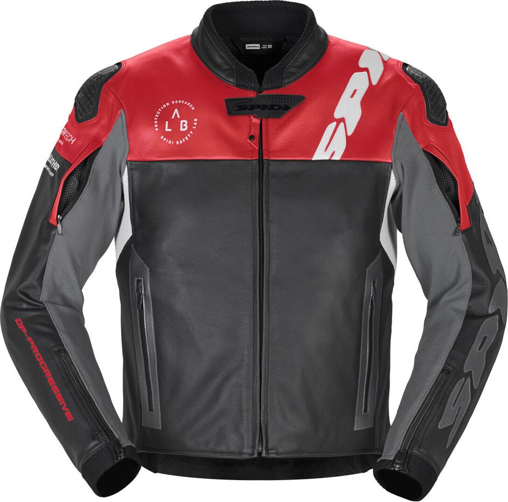 Spidi DP Progressive Motorrad Lederjacke, schwarz/rot, 48