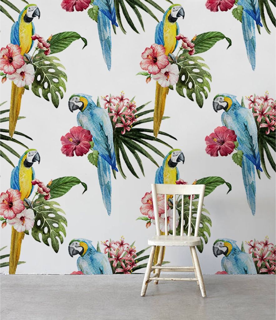 Coloray Fototapete 250x104 cm An Einer Wand Latex Latextapete - Papageienblumen.