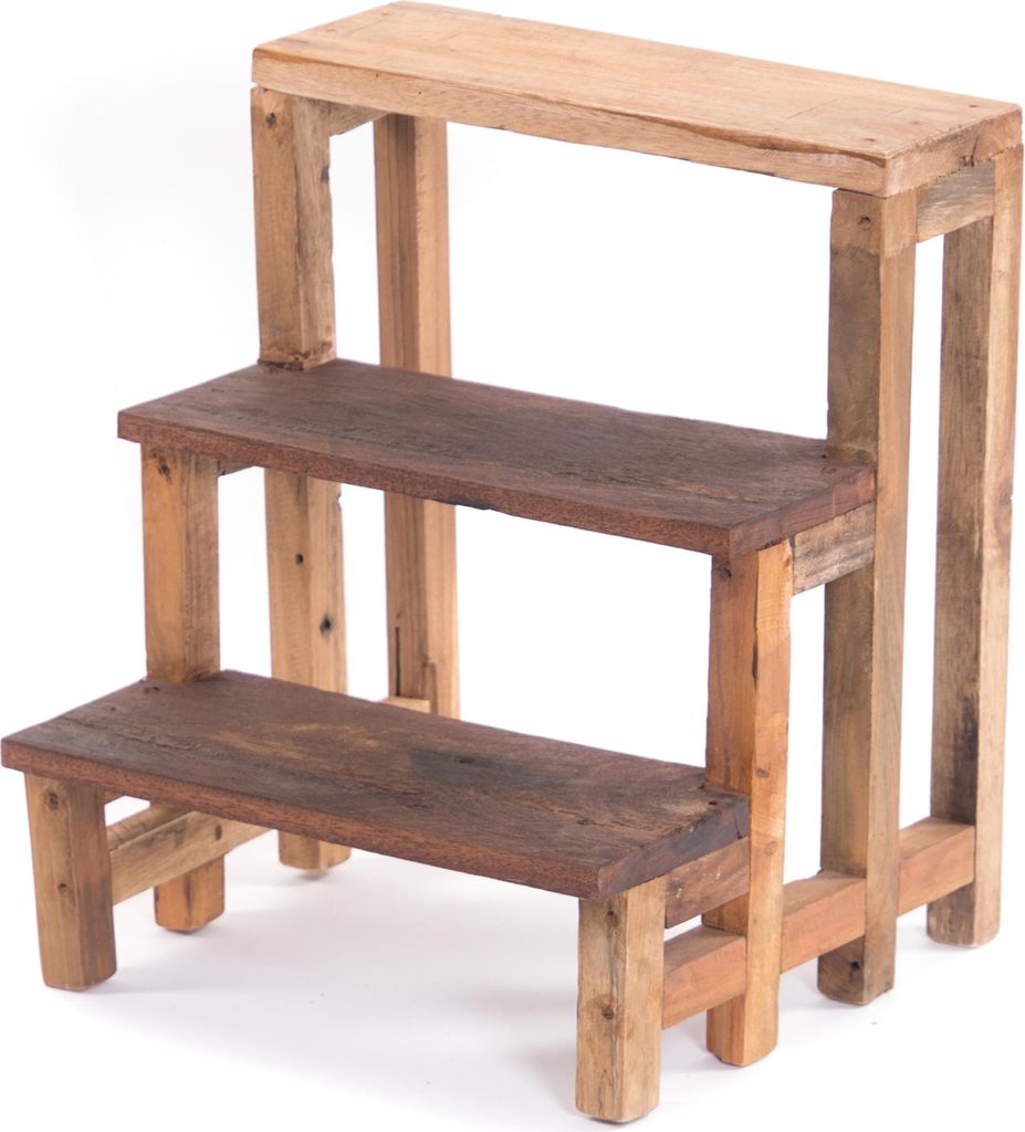 PFLANZENTREPPE "PALCO" | 3 Ebenen, Mahagoni | Holz Blumenständer