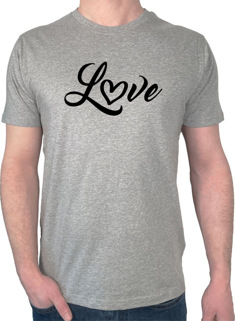 Huuraa Herren T-Shirt Love Herz Hearth XL Sport Grey Bio Baumwolle Fairtrade Herrenshirt Geschenkidee