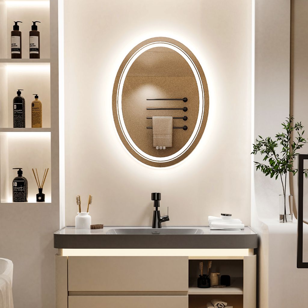 WISFOR LED koupelnové zrcadlo kulaté 60×80 cm nástěnné Obrázek produktu 19