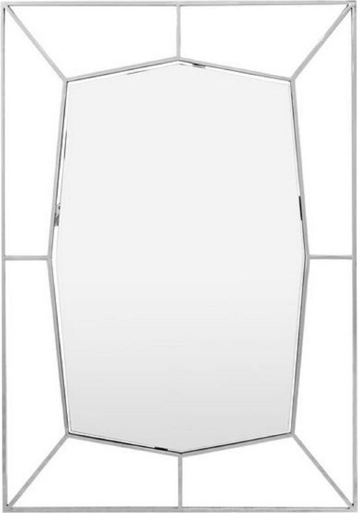 Casa Padrino Designer Wandspiegel Silber 67 x H. 100 cm - Edelstahl Spiegel - Luxus Deko Accessoires