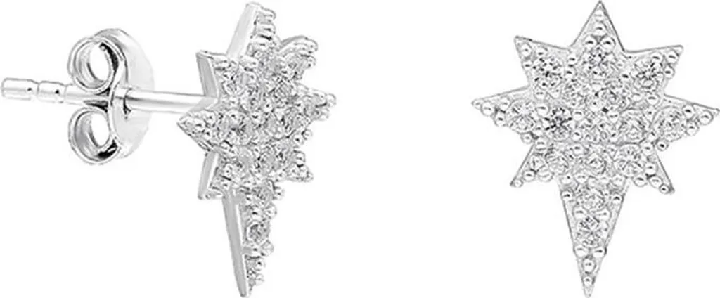 Boucles d'oreilles Argent 925 anti-allergie Motif Étoile Brillante