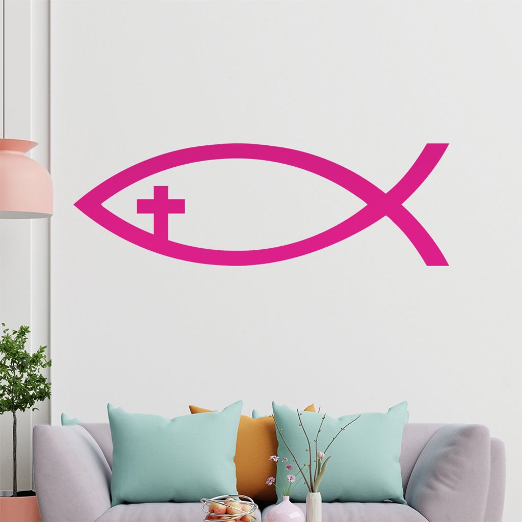 KIWISTAR Jesus Fisch - Christentum Nazareth Kreuzigung Kirche Himmel Wandtattoo in 6 Größen - Wandaufkleber Wall Sticker - Dekoration, Küche, Wo...