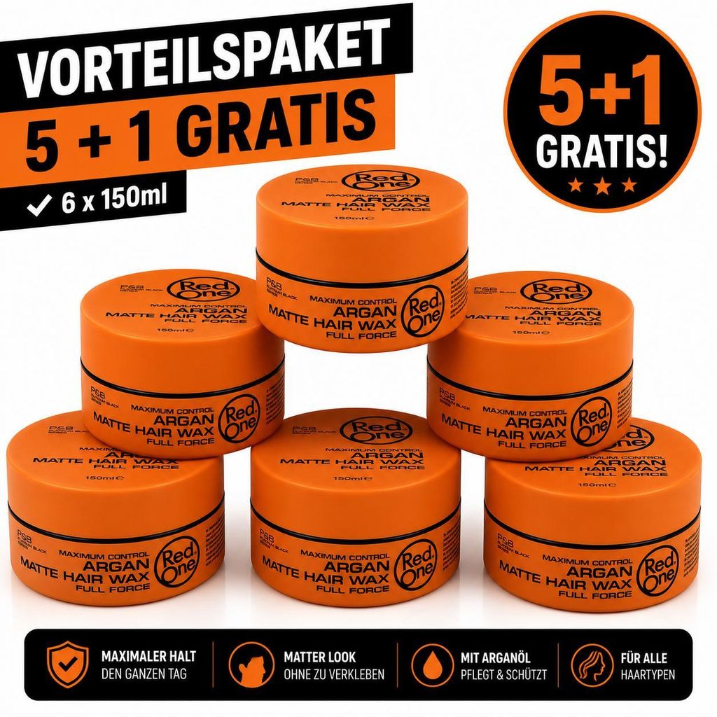 Red One Argan Matte Hair Wax 6er Pack – 6 Stück je 150ml Produktbild 