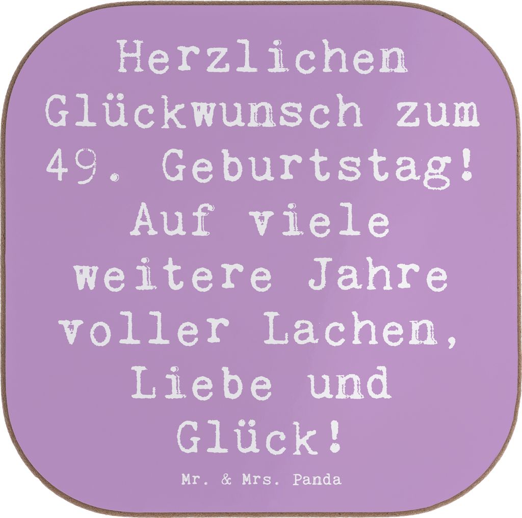 Mr. & Mrs. Panda Tischschoner Spruch 49. Geburtstag Glückwünsche - Lavendeltraum - Geschenk, handgefertigte Geschenke, Weisheit, gläseruntersetz...