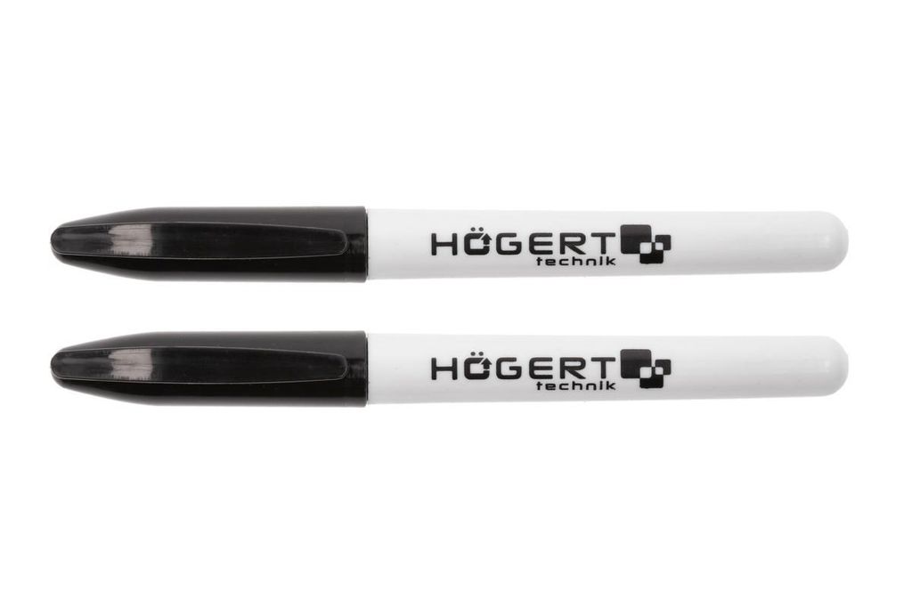 Högert Technik - Permanent Marker 2 Stk. -Schwarz - Sets von schwarzen Markern - Wasserfester Stift für Glas, Metall, Holz & Co