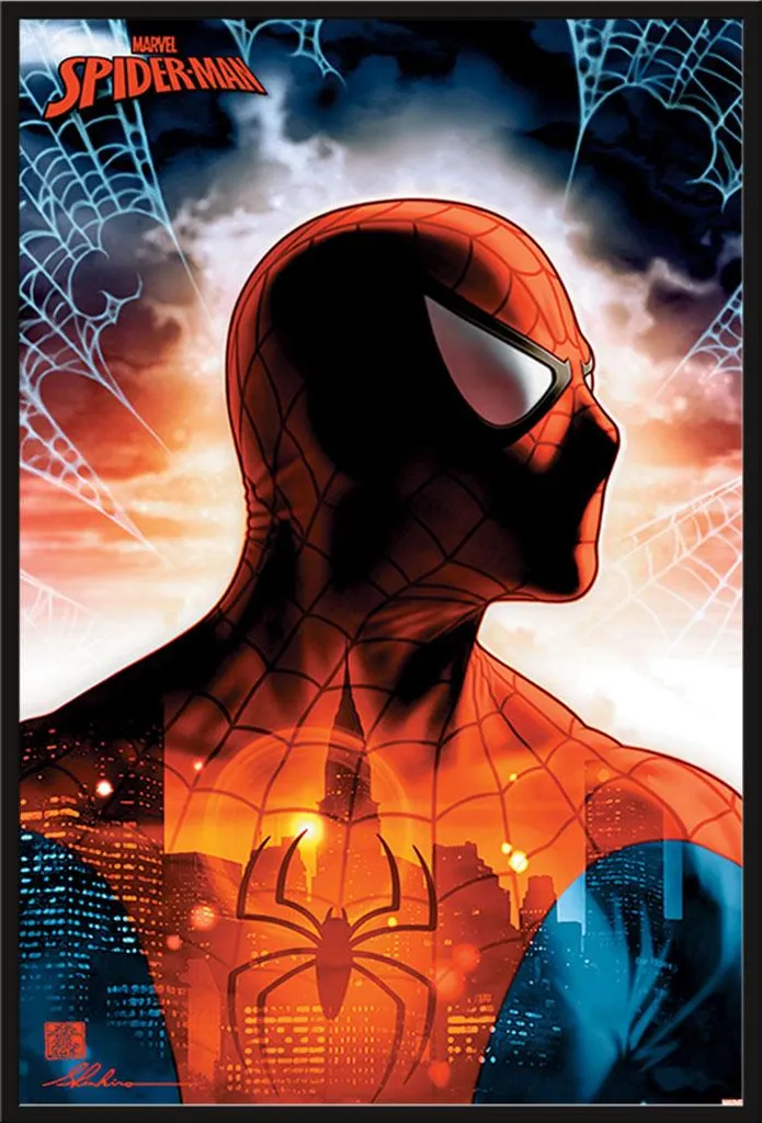 Affiche Spider-Man avec Cadre à Insert Shinsuke® et Vitre Acrylique Noire