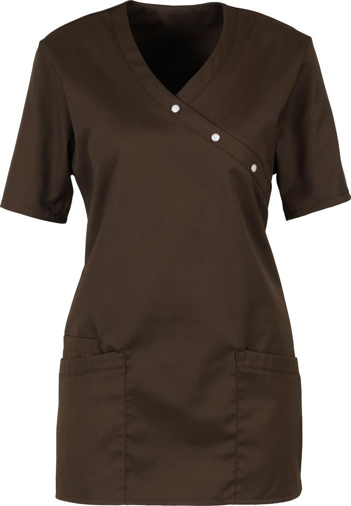 beb MEDIZIN/PFLEGE Damen KASACK Kurzarm V-Neck Baumwollmix Braun 3XL