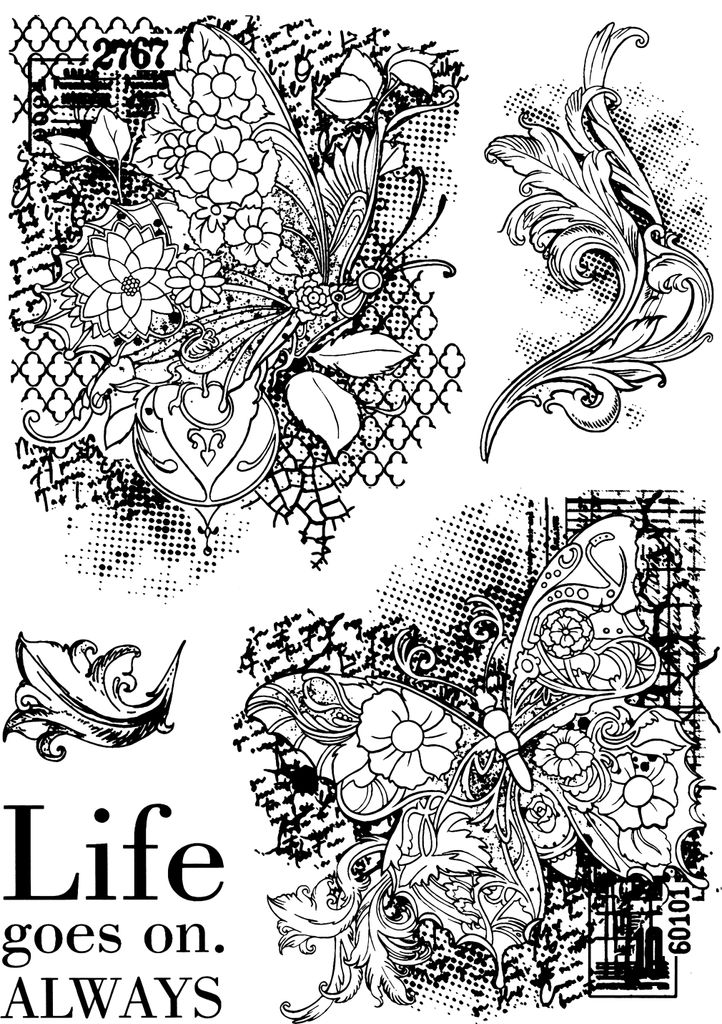 Ciao Bella Silikonstempel Ethereal Life goes on Set 5 Stk 15x20 cm Bastelbedarf