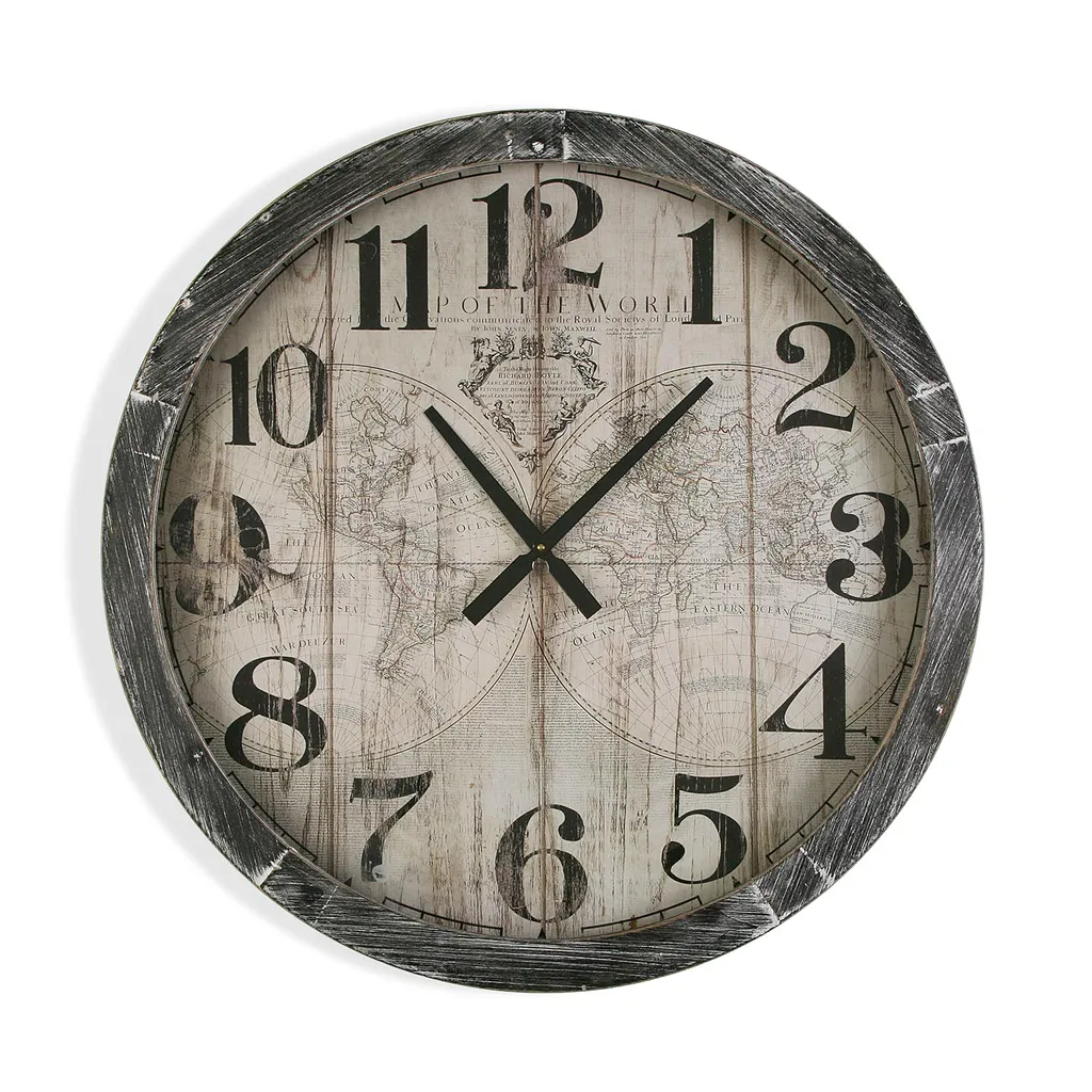 Horloge murale silencieuse Versa Blackall bois gris lisible 76cm