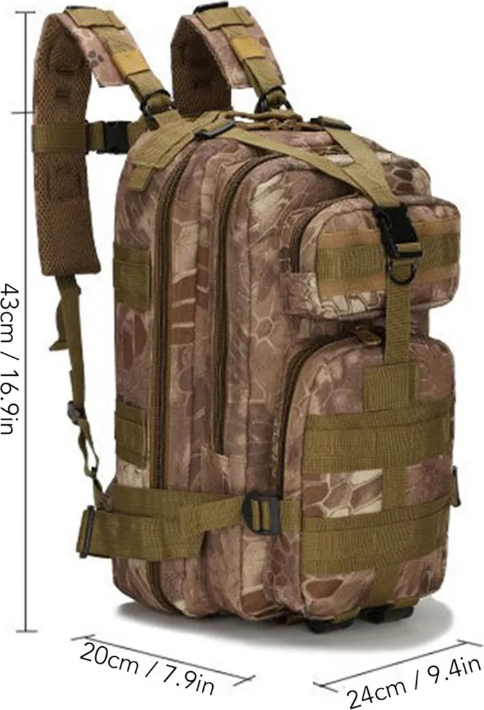 Sac à dos tactique camouflage Python Mud Color avec double fermeture éclair - 5