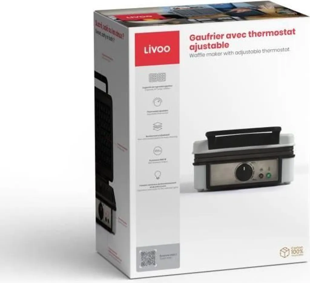 Gaufriére 1200W LIVOO DOP206 - Termostato di Precisione Bianca - 5